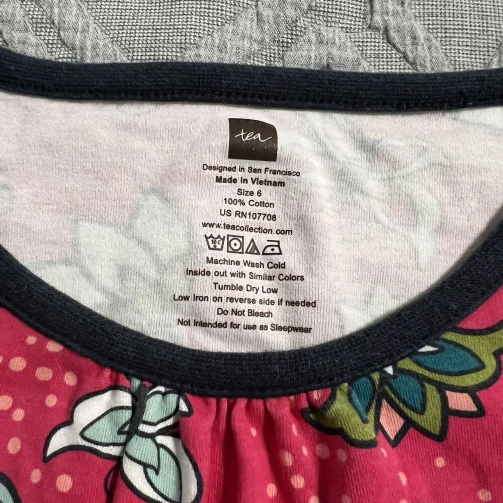 Tea Collection Sz 6 Pink Butterflies & Stripes Dress